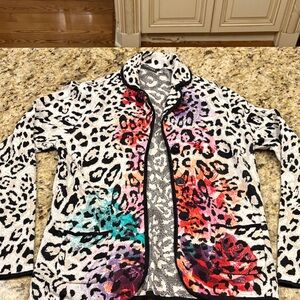 Gerry Weber Black and Multicolor Leopard Print size 38 sweater Blazer